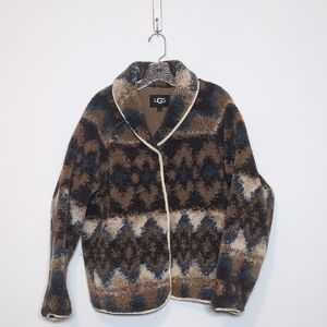 UGG: Elaina Uggfluff Cardigan in Chestnut